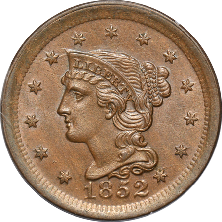 Three Uncirculated copper-type coins in PCGS rattler holders
