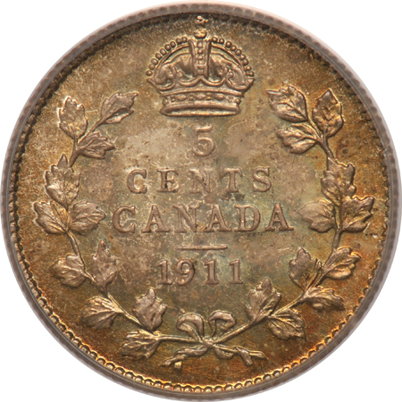 Canada - 1911 5C - PCGS MS-66+