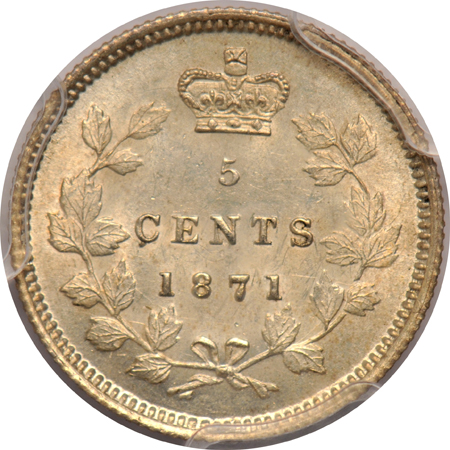 Canada - 1871 5C - PCGS MS-63 (shield)