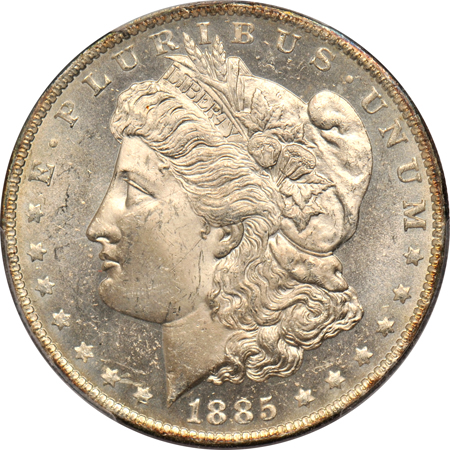 Eight certified Uncirculated Morgan silver dollars