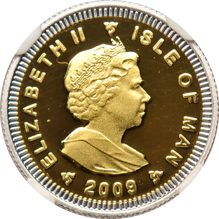 World - 1915-B Switzerland 20F MS-66, and a 2009 1/10oz gold Isle of Man Bi-Metallic PF-69, both NGC