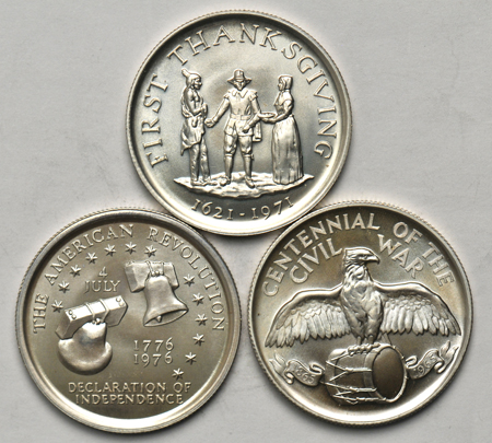 Collection of sterling silver heraldic art medallions