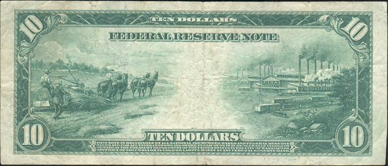 1914 $10 Chicago Blue Seal Star Fr# 930 - VF