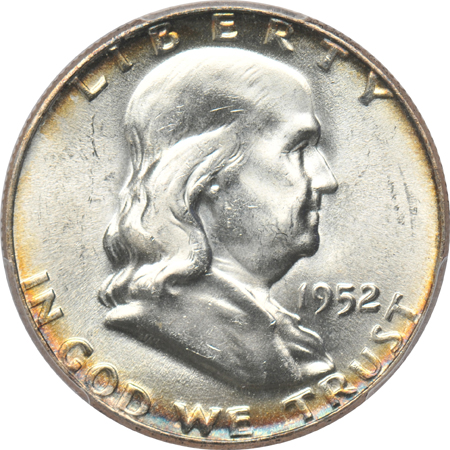 Eight Franklin half-dollars certified by PCGS