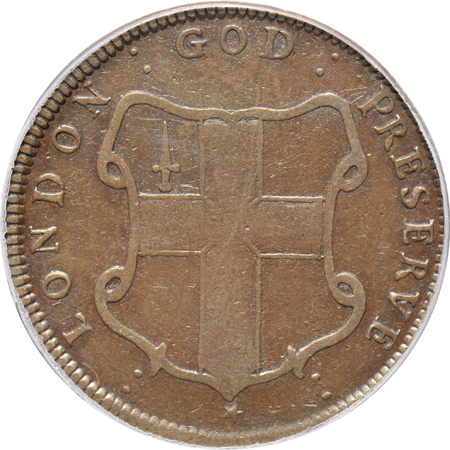 Elephant 1/2P, LONDON, Diagonals PCGS XF-40 CAC