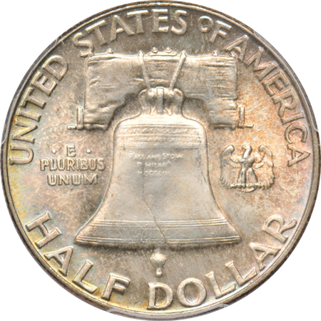 Seven certified Franklin half-dollars