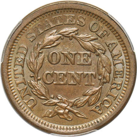 1855 Upright 55 PCGS MS-64 CAC