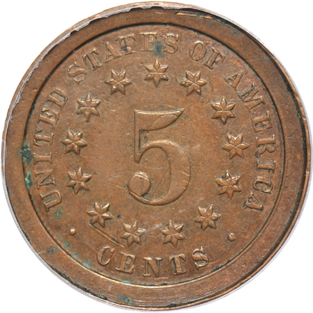 1866 Double-struck J-517 PCGS PR-63BN