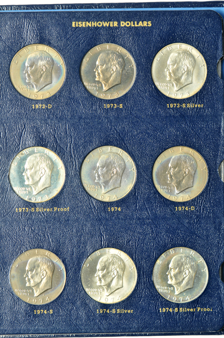 Complete collection of Eisenhower dollars in a Whitman 9131 album