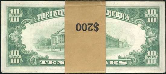 Run of twenty 1928-B $10 San Francisco Fr# 2002L - CU