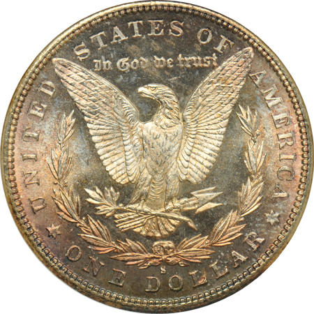 Four UNC and toned Morgan dollars certified by ANACS