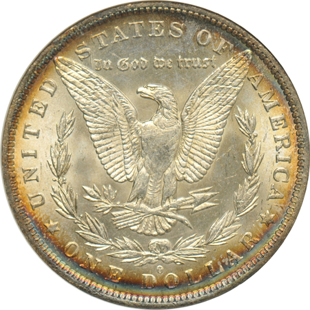 Four UNC and toned Morgan dollars certified by ANACS