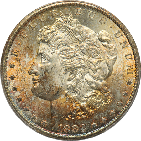 1881-O PCGS MS-64, 1883-CC PCGS MS-63, and an 1896 NGC MS-66, all toned