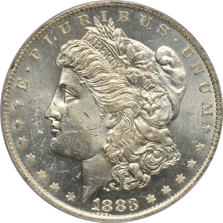 Four UNC Morgan dollars, all PCGS (green label)