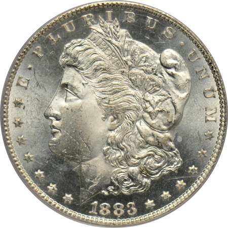 Four UNC Morgan dollars, all PCGS (green label)