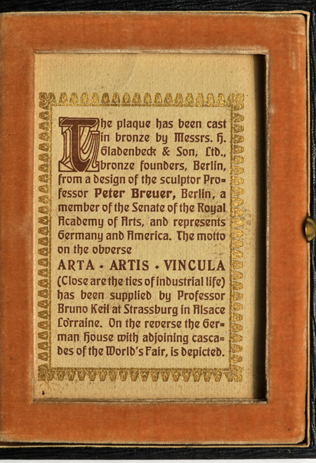 1904 World's Fair German Plaque with Box