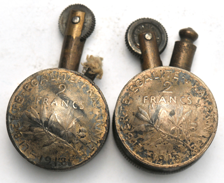 Four WWI Trench Art Lighters