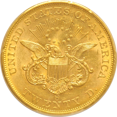 Mexico - 1866-Mo 20 Peso - PCGS UNC details/filed rims