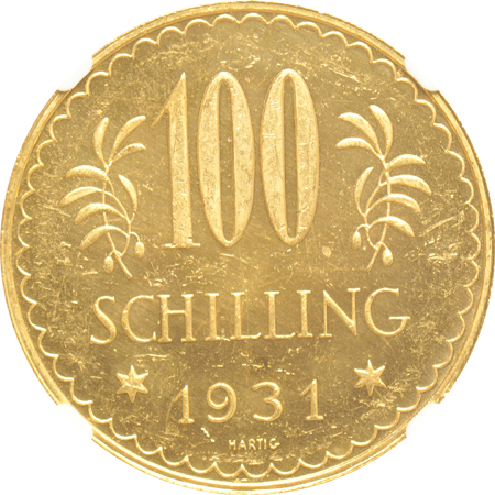 Austria - 1931 100S PL-63, and a 1931 25S MS-62, both NGC