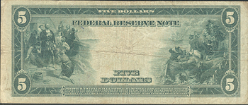 1914 $5 St. Louis Blue Seal Star Fr# 875a* - PCGS F-15