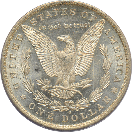 Five certified UNC Morgan silver dollars
