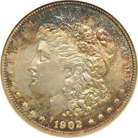 Five certified UNC Morgan silver dollars