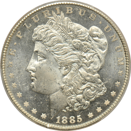 Five certified UNC Morgan silver dollars
