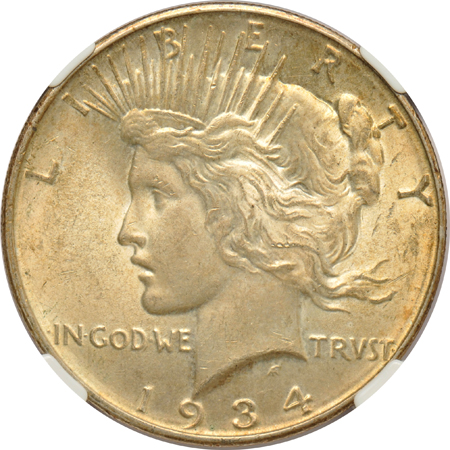 Five certified UNC Peace silver dollars