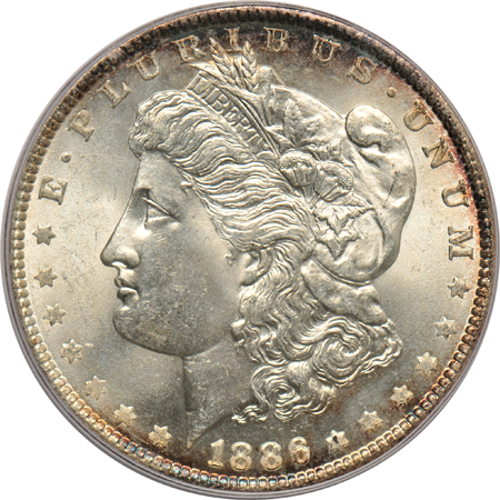 1886, 1888, and 1899-O, all PCGS MS-65