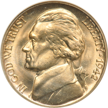 Seven Jefferson nickels graded 67 or higher
