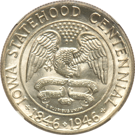 Four GEM silver commemorative half-dollars certified by NGC