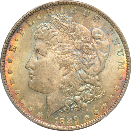 Ten UNC Morgan silver dollars certified by PCGS