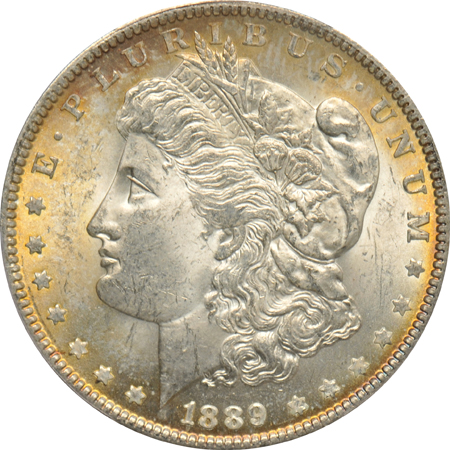 Ten UNC Morgan silver dollars certified by PCGS