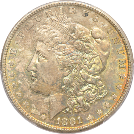 Fourteen Morgan silver dollars certified MS-64 by PCGS
