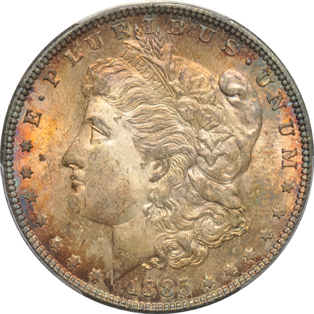Fourteen Morgan silver dollars certified MS-64 by PCGS