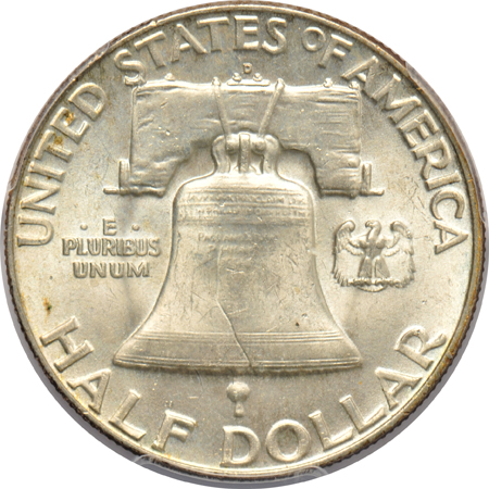 Four Franklin half-dollars certified MS-65FBL by PCGS