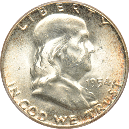 Four Franklin half-dollars certified MS-65FBL by PCGS