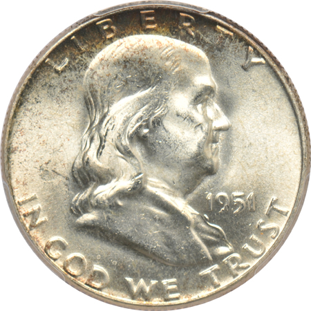 Nine UNC Franklin half-dollars certified by PCGS