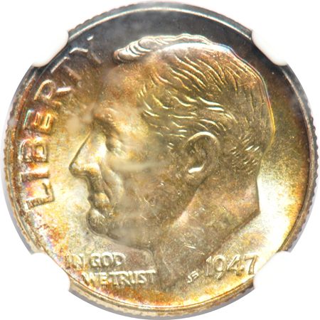1946-D MS-66 Star FT, 1947-D MS-66, and a 1961 Double Curved Clips Error MS-65 Star, all NGC