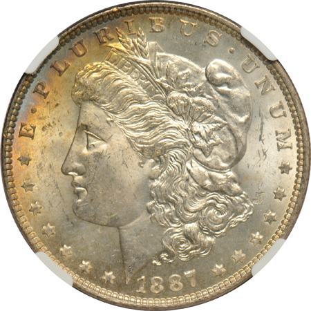 1880-S MS-65 Star CAC, and an 1887 MS-65 Star, both NGC