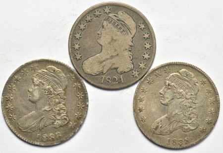 Nine Bust half dollars