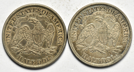 Four Liberty Seated type coins