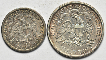 Four Liberty Seated type coins