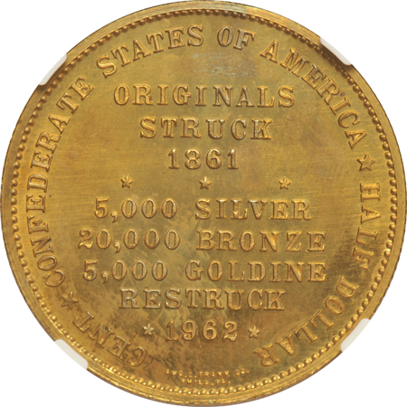 1962 CSA Goldine 50C Bashlow Restrike NGC MS-66