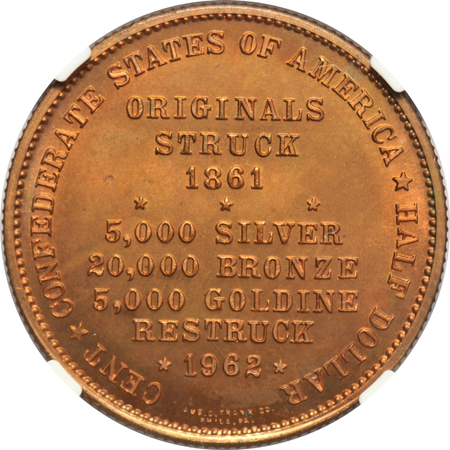 1962 CSA Bronze 50C Bashlow Restrike NGC MS-67 RD