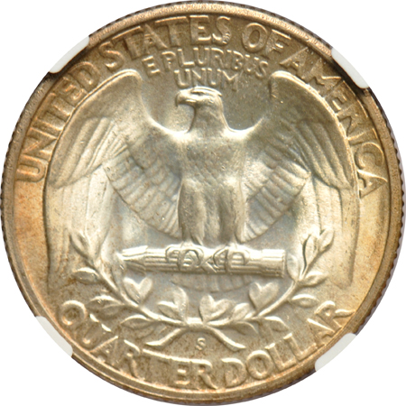 Six NGC certified MS-66 silver Washington quarters