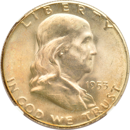 Five NGC certified UNC Franklin half-dollars