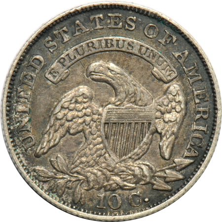 Three two-cent pieces, and two Bust dimes