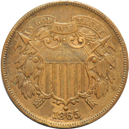 Three two-cent pieces, and two Bust dimes