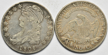 1808, 1824, and an 1836, all EF